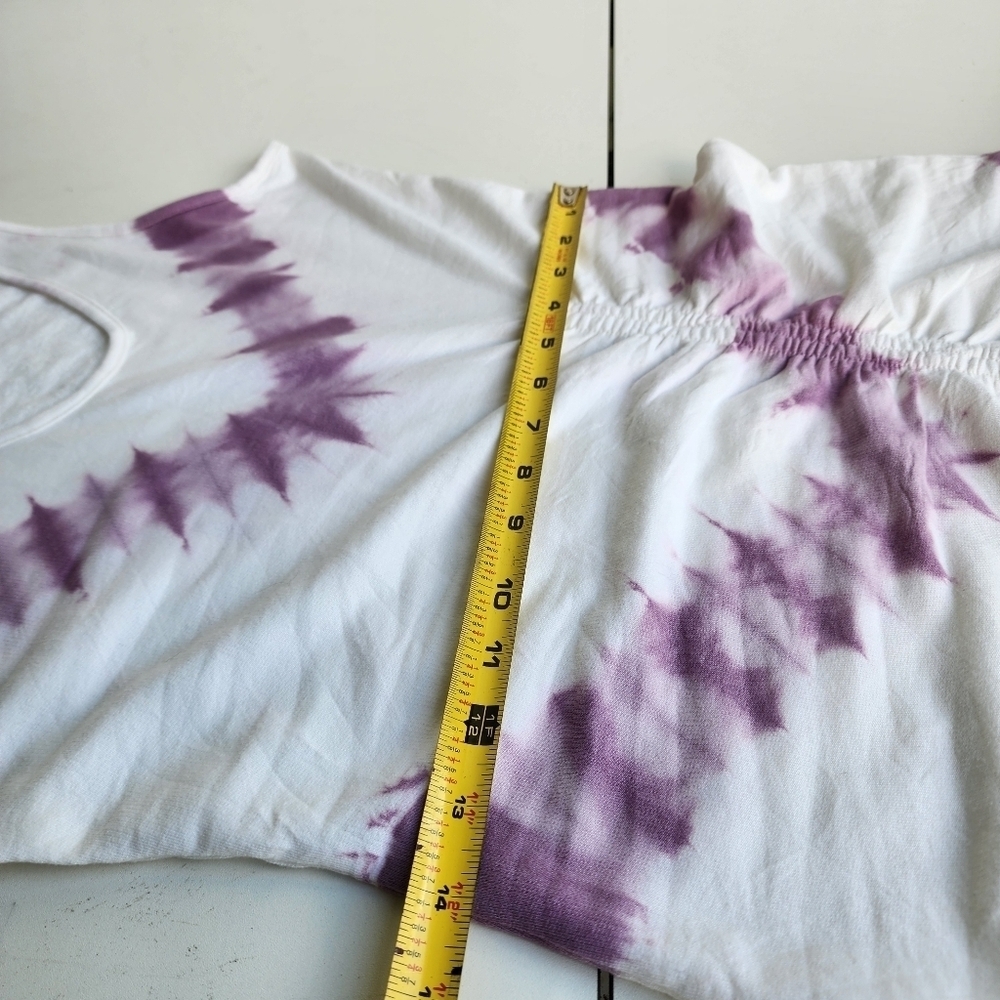 VENUS Women's Tie Dye Ruched Lounge Dress White & Purple Cotton Blend XS - Picture 11 of 16
